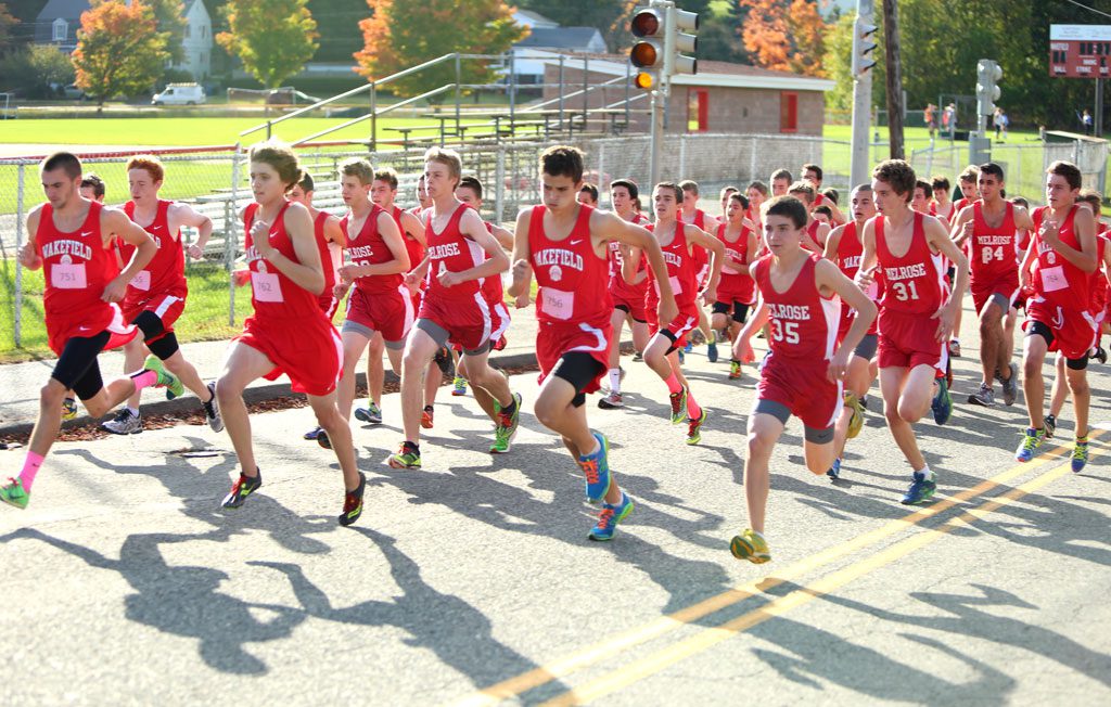THE WMHS boys’ cross country team had an impressive showing at the Middlesex League championship meet. The varsity and JV teams earned fifth place finishes and the freshman boys took second. (Donna Larsson File Photo)