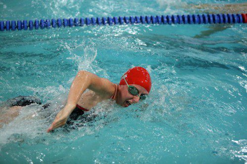SHANNON QUIRK, a senior, captured the championship in the 500 freestyle and 200 freestyle at the Middlesex League Girls’ Swimming Championships. Quirk won the 500 freestyle title for the second straight year. (Donna Larsson File Photo)
