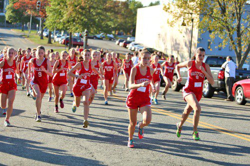THE WMHS girls’ cross country team came in fourth overall at the Middlesex League meet with 141 points and had an impressive showing among the 12 M.L. teams in attendance. (Donna Larsson File Photo)