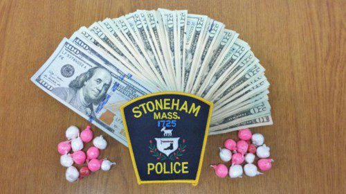 THIS IS JUST SOME OF THE cash and cocaine found in the car of a suspected dealer yesterday next to the 99 Restaurant in Stoneham.