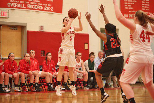 SARAH FOOTE led the Lady Raider team to victory with 16 points during their 57-30 rout of Winchester. (Donna Larsson photo) 