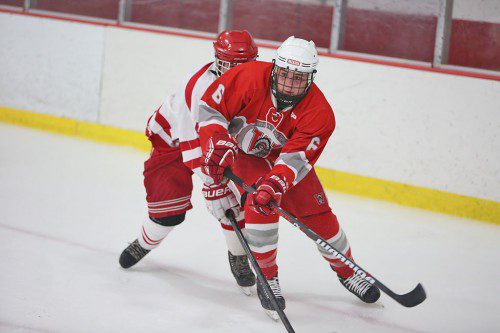 JACK BROWN, a senior tri-captain, returns to play defense this season for the WMHS boys’ hockey team. The Warriors are seeking a big improvement this winter with a new head coach and system in place. (Donna Larsson File Photo)