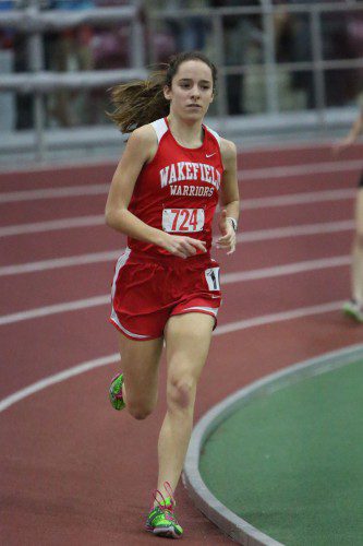 EMILY HAMMOND, a senior quad-captain, returns to run the middle distance events — the 600 and 1000 meters. Hammond captured the championship in the 1000 meter run in the Div. 4 meet last February. (Donna Larsson File Photo)