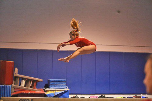 THE FIVE time reigning league champion Melrose girls gymnastic team returns tonight in their season opener against Stoneham. (Donna Larsson photo) 