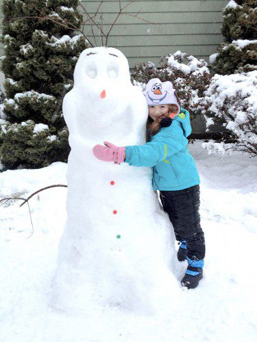 WITH ALL THIS SNOW, seven-year-old Audrey Callahan made a new friend on Heritage Lane.