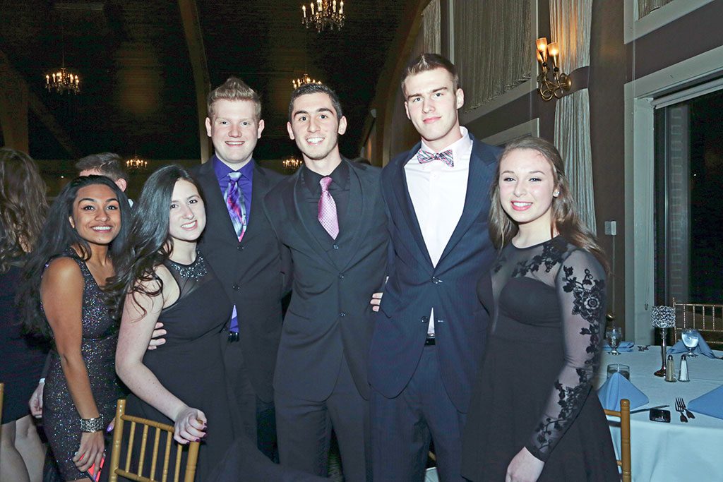 HIGH SCHOOL STUDENTS, from left, Leena Aurora, Rachel Maglio, Andrew Moorman, Paul Pascuito, Ethan Forrest and Danielle Youngren had a blast at the Snowball Dance held Feb. 7 at the Danversport Yacht Club.  (Courtesy Photo)