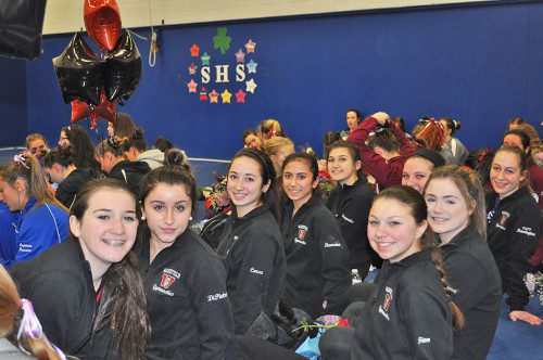 The WMHS girls’ gymnastics team scored 121.25 points in the Middlesex League Meet on Saturday at Stoneham High School. The members of the team included Kathryn Noble, Melia DiPietro, Alyssa Corso, Mia Romano, Olivia Kostopoulous, Lizzy Finn, Alyssa Vacca, Mary Gerace and Abby Harrington.