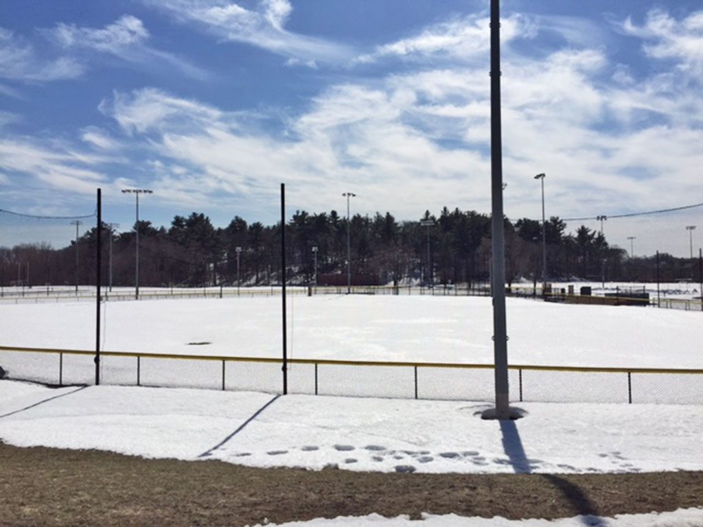 PINE BANKS Park's baseball diamond remains under snow as of Tuesday when this shot was taken. (Mike Gentile photo) 
