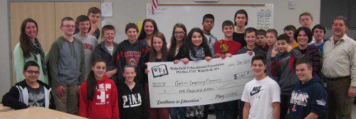 PICTURED ARE Erin McCall (left), Thomas Fratto (right) and Galvin Middle School students.