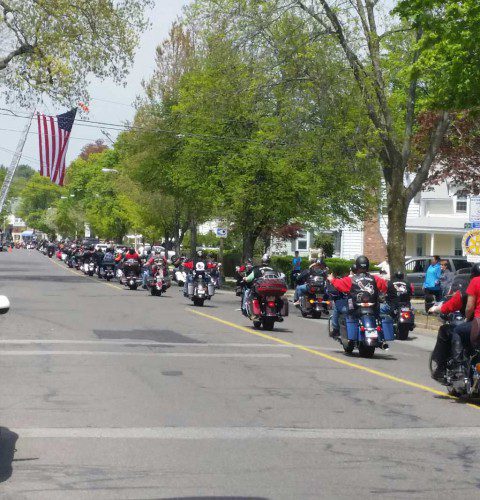 THE FIFTH WOUNDED VET MOTORCYCLE RUN rumbled through Greenwood Saturday. Estimates had over 6,700 bikes and their riders taking part. This photo was taken at the corner of Humphrey and Main streets.
