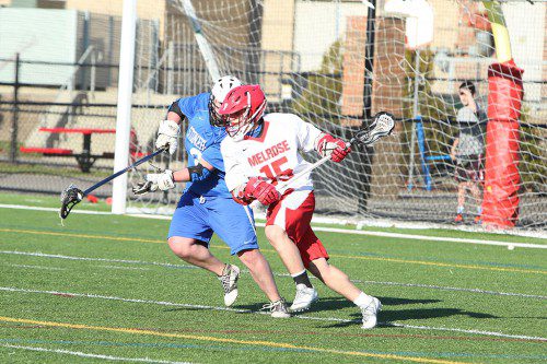 CORBIN WHITE is among the leader scorers for the Melrose Red Raider lacrosse team. (Donna Larsson photo) 