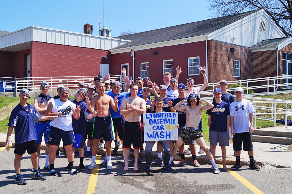 THE LHS baseball team's car wash on May 3 was a phenomenal success, raising over $1,400 to support the program. The team thanks the residents of Lynnfield for turning out to support them and the Villager for helping to promote it. (Courtesy Photo)