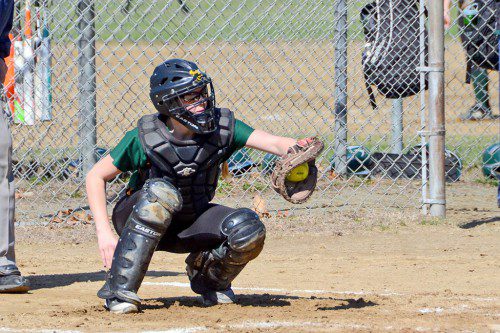 HORNET CATCHER Sarah Sabella frames this pitch nicely get the "right" call from the umpire. (John Friberg Photo)