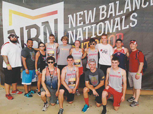 THE WMHS track teams were well represented at the New Balance Nationals this weekend at Greensboro, N.C. In the front row (from left to right) are Adam Roberto, Kevin Russo, Jackson Gallagher and Cam Yasi. In the back row (from left to right) are Assistant Coach Justin Berry, Head Boys’ Track Coach Ruben Reinoso, Head Girls’ Track Coach Karen Barrett, Joe Hurton, Alec Rodgers, Julia Derendal, Eric Chi, Ian Ritchie, Assistant Coach Anthony LaFratta and Assistant Coach Perry Pappas.