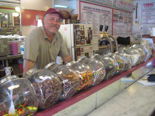 RICK CAMPBELL has been in the ice cream business for 22 years. He owns Cravings on Main Street, former home of Colonial Spa. (Gail Lowe Photo)