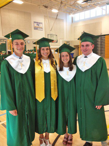 THE NRHS 2015 Lester Levey and Nickolas Martinho sports award recipients. From left: Gregory Landry, Cole Godzinski, Kerri-Ann Donovan and Alex Brown. (Courtesy Photo)