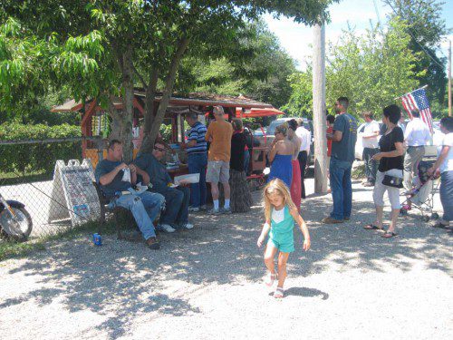 A CROWD gathered at Fred's Franks mid-week to enjoy the beautiful weather and a delicious lunch. (Gail Lowe Photo)