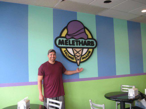 Jared Palladino, owner of Meletharb on Lowell Street, said his ice cream shop won Best in New England for his baklava ice cream. Little wonder. This flavor wins hands down for its creaminess, sweet taste and chunks of honey-laden baklava. (Gail Lowe Photo)
