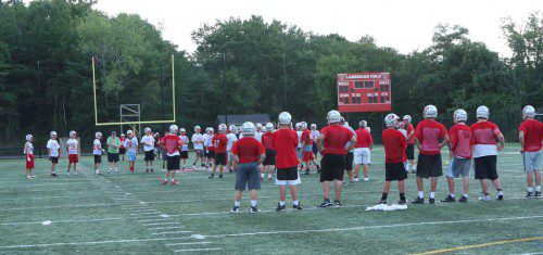 THE WMHS football team had a strong turnout on the first day of practice for new head coach Steve Cummings. There are about 100 athletes out among all four classes. (Donna Larsson Photo)