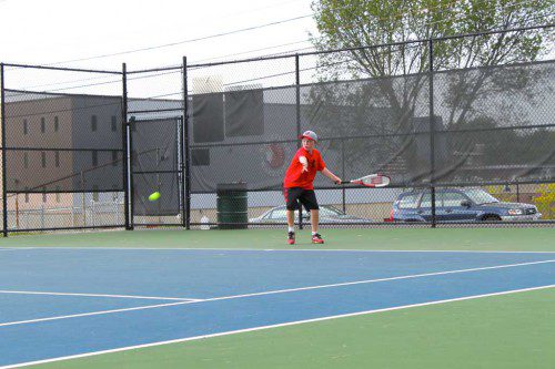 LUCAS SMITH gave Noah Greif a championship-worthy test in the Boys 14 & Under final before coming up short in three sets in the Walter Jr. Tennis Tournament which was held the weekend of Aug. 29-30 at the Dobbins Courts at WMHS.