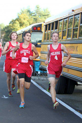 SENIORS Rich Custodio (front) and Alec Rodgers (back) return as the Warrior boys’ cross country team seeks to regain the Middlesex League Freedom division title won by Melrose a year ago. (Donna Larsson File Photo)
