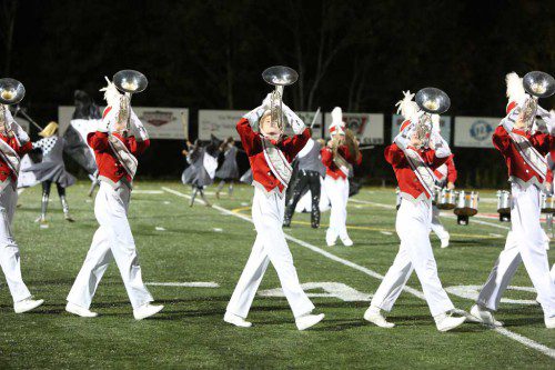 THE WARRIOR MARCHING BAND AND COLOR GUARD hosted a MICCA competition at Landrigan Field Saturday and, as usual, proved themselves one of the top ensembles. (Donna Larsson Photo)