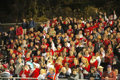 THE WMHS football team drew quite a crowd for homecoming last Friday night at Landrigan Field. The Warriors will be looking for strong support from their fans when they face Melrose in a Div. 3 Northwest quarterfinal game at Fred Green Memorial Field. (Donna Larsson File Photo)