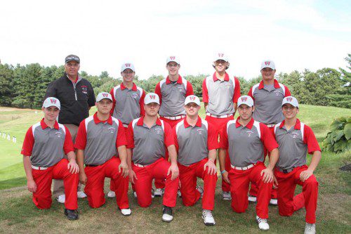 THE WMHS golf team finished 10th in the Div. 2 North Sectional Qualifier and had another fine season. In the front row (from left to right) are Tim Hurley, Kevin Murray, Steven Melanson, Dylan Melanson. Stephen Marino and Austin Collard. In the back row (from left to right) are Coach Dennis Bisso, Justin Sullivan, David Melanson, John Evangelista and Michael Guanci. (Donna Larsson File Photo)