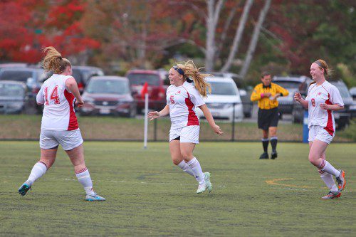 HANNAH BUTLER had a first half goal that gave Melrose a 2-1 edge over No. 2 seed Marblehead last week in the D2 North playoffs, but Melrose fell, 3-2. 