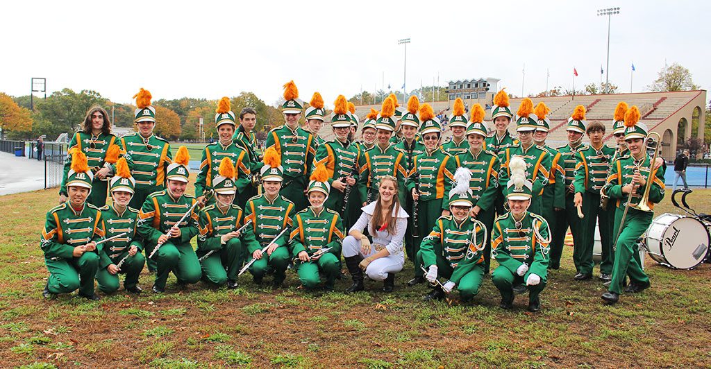 THE NRHS MARCHING BAND earned a bronze star at the MICCA Finals on Sunday. North Reading received stars for music, visual, effect and color guard as well as percussion. The Hornets' overall score was three stars with a total score of 32 points for a Bronze Medal. The band director is Eric Forman, the Drum Major is Ashtyn Parker–McDermott and the assistant Drum Major is Neva Ventullo. The Color Guard Captain is Annie Nitzsche. (Mary Lasdin Photo)