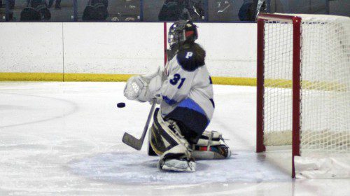 LYNNFIELD'S Abby Buckley turned away 29 out of 30 shots on net in Saturday's 1-0 loss to Beverly/Danvers. (Mark Grant Photo)