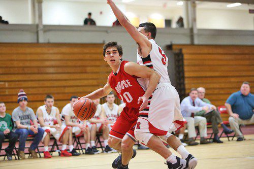 JULIAN NYLAND had 21 points to help lead Melrose to a critical win on Tuesday against Winchester, 68-60. (Donna Larsson photo) 