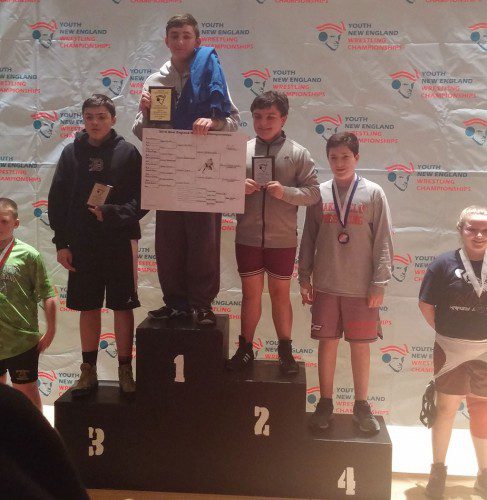 NATHAN ICKES captured fourth place at the 165 pound weight class at the 2016 Youth New England Wrestling Championships this past weekend.