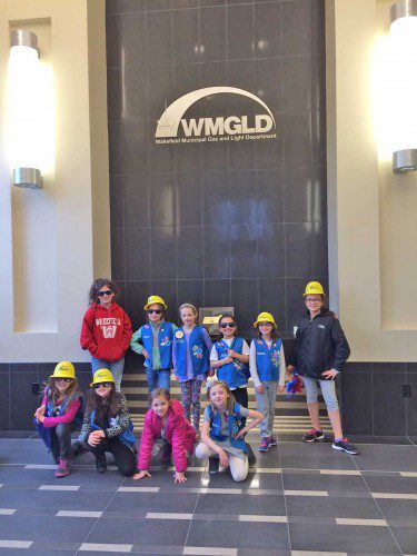 GIRL SCOUT TROOP 69009 visited the Wakefield Municipal Gas and Light Department to help learn about using resources wisely. (Courtesy Photo)