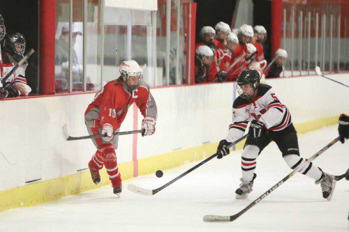 JULIANNE BOURQUE (left) was the lone Warrior named a Middlesex League Freedom division All-Star in girls’ hockey. (Donna Larsson File Photo)