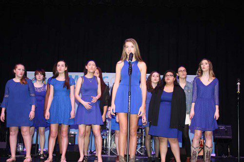 THE SWEET voices of Sweet Treble, the all-girl a cappella group at Lynnfield High School, entertained the crowd of 250 with their fun and upbeat harmonies at “Music for Molly” Saturday at Calvary Christian Church. (Maureen Doherty Photo)