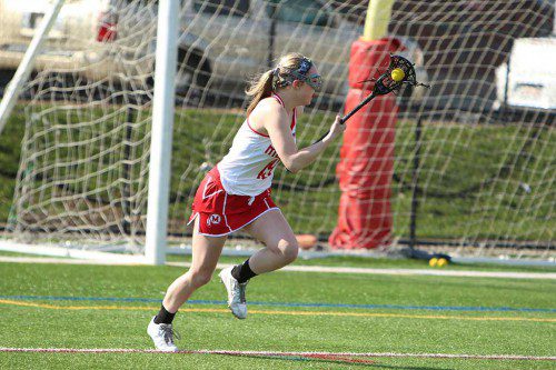 THE UNDEFEATED Melrose girls' lacrosse team is 5-0 on the season after back-to-back wins this week. Melrose is overpowering teams on offense thanks in part to attacker Haley Maté (pictured). (Donna Larsson photo)
