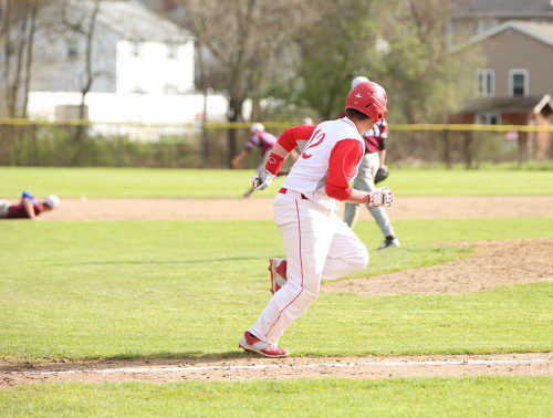 MIKE GUANCI, a junior, had a hit, drew a walk and scored two runs in Wakefield’s 8-3 triumph over Wilmington yesterday at Walsh Field. (Donna Larsson File Photo)