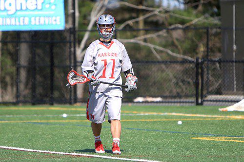 BRANDON GRINNELL, a senior attackman, earned his 300th career point in Wakefield’s victory against Wilmington and joins an elite group of lacrosse players in the state to reach that plateau. (Donna Larsson File Photo)
