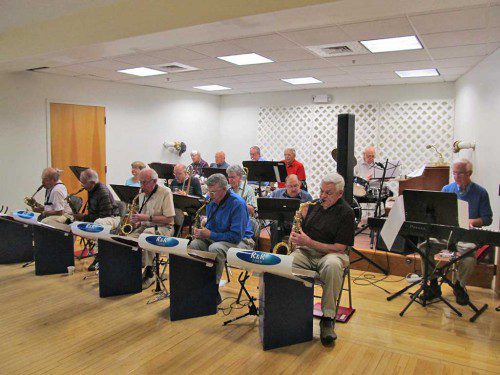 R&R 2000 BIG BAND members provide dance music from the 1940s to men and women who come to the Lynnfield Senior Center on the second Tuesday of every month. (Gail Lowe Photo)
