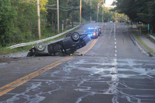 SCENE OF THE Route 28 crash in Reading Monday night that closed the road for several hours. (Courtesy Photo)
