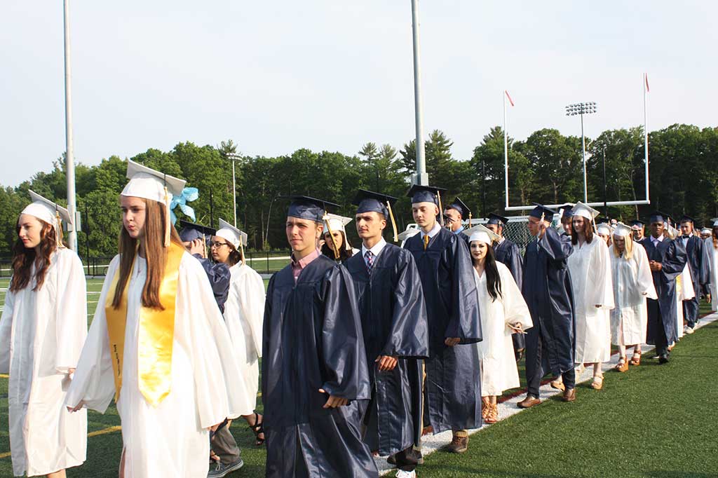 THE LYNNFIELD High School Class of 2016 — 160–members strong — received their diplomas under sunny skies at Pioneer Stadium before a standing–room only crowd of family and friends June 3. (Maureen Doherty Photo)