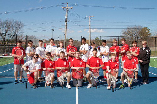 THE WMHS boys’ tennis team will be awarded the MIAA Boys’ Tennis Team Sportsmanship Award for 2016. The Warriors posted a 4-12 record this spring season. (Donna Larsson Photo)