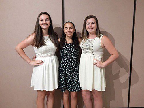 THREE WARRIOR girls’ tennis players were presented with Middlesex League Freedom Division All-Star Awards at the recent WMHS girls’ tennis banquet. From left to right are Haley Tanner, Jenna Mello and Abby Chapman.