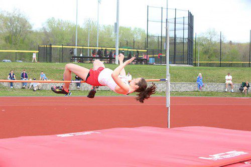 STATE SILVER medalist Haley Moss is one of the Melrose track stars to advance to this weekend's All State Meet at Westfield College. Moss took second at the Div. 3 State Finals on Saturday in the high jump. (Donna Larsson photo) 
