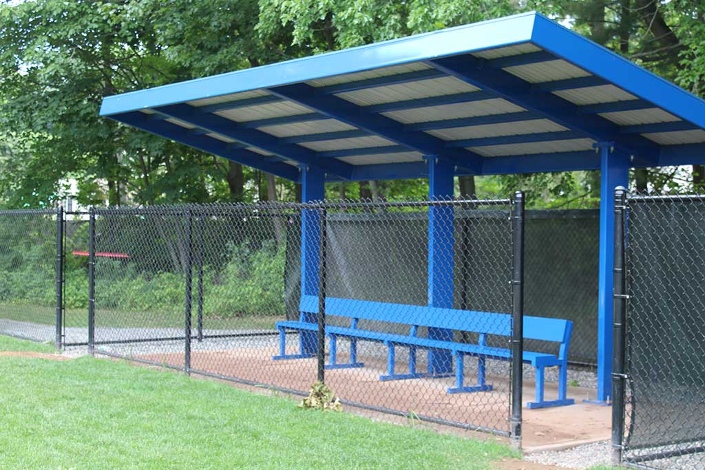 THE Glen Meadow Park fields project entailed installing two new blue dugouts, including this one. The dugouts cost $17,000 apiece. (Dan Tomasello Photo)