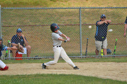 LUKE FITZGERALD had a hit and scored a run as the Wakefield Townies C team came up short against Melrose by a 9-8 score last night in a Lou Tompkins All Star Baseball League game at Sullivan Park. (Donna Larsson File Photo)