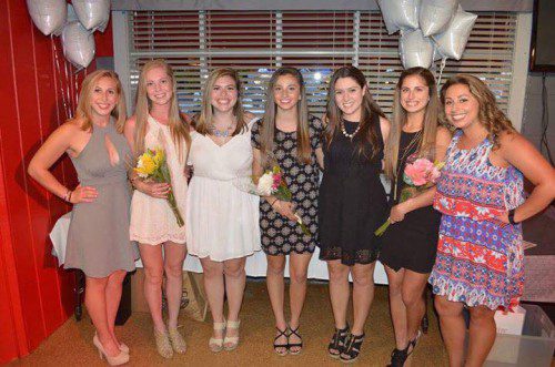 THE WMHS girls' lacrosse team held its banquet last Friday and said good bye to the 2016 captains and greeted the new captains for the ’17 season. From left to right are ’16 captain Meg Kerrigan, ’17 captain Kelsey Czarnota, ’16 captain Bianca Pasacantilli, ’17 captain Brianna Smith, ’16 captain Cathy Francis, ’17 captain Taylor Messina and ’16 captain Isa Cusack.