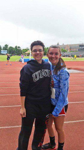 MELROSE RESIDENTS Meghan Cincotta (left, MHS Class of 2016) and Katie Donovan (Class of 2017) recently competed in the javelin event at the Bay State Games track & field finals at Tufts University on July 9. Both had qualified for the finals based on their performance at a sectional competition on June 25.