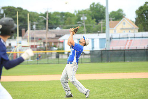 MIKE SORRENTINO had one of the eight Merchants hits in Wakefield’s 3-2 win over the Andre Chiefs last night in the regular season finale. (Donna Larsson File Photo)